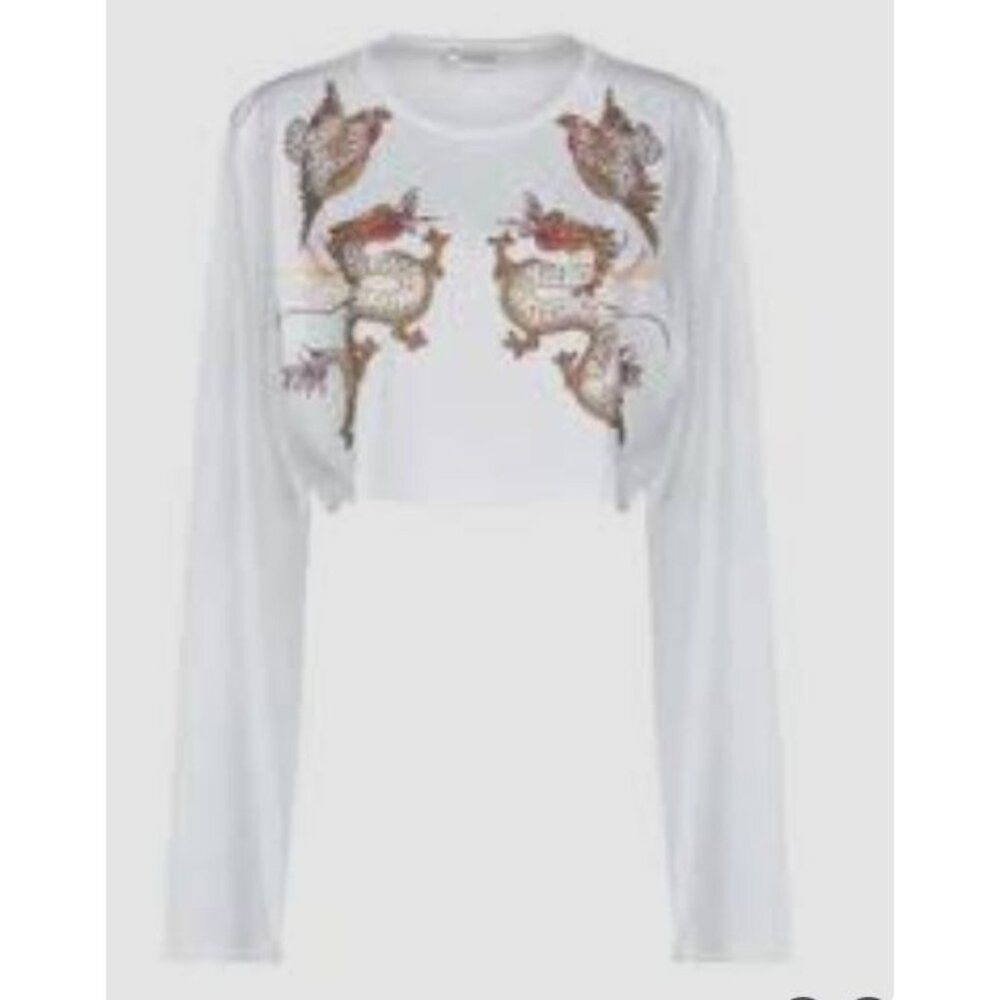 $950 THE ATTICO SEQUIN EMBELLISHED CROP LONG SLEEVE TOP US SIZE 4
